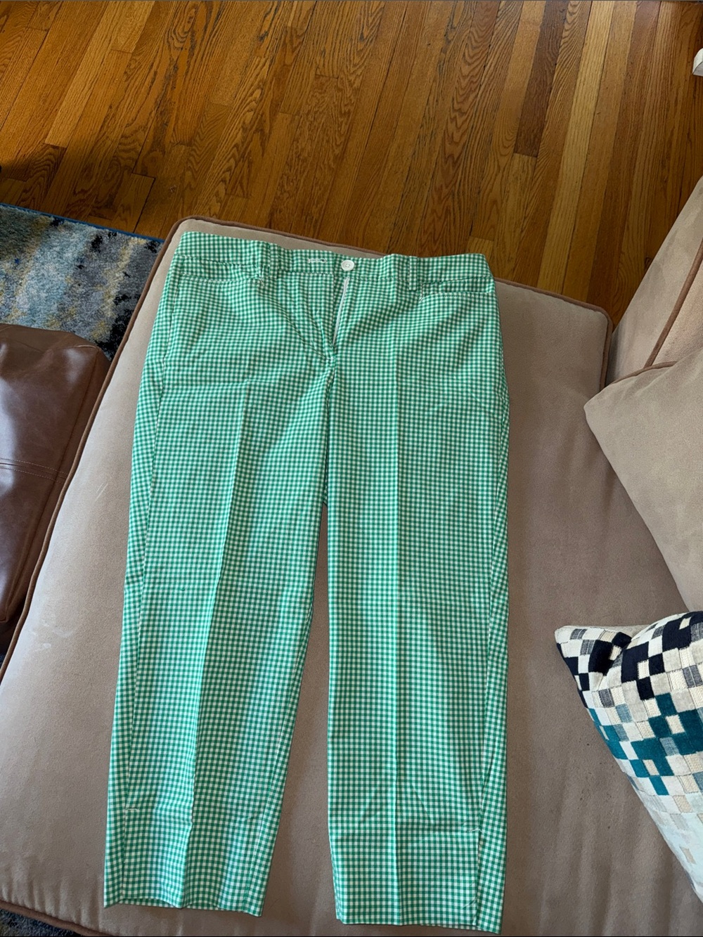 Talbots Green Gingham Cropped Pants
